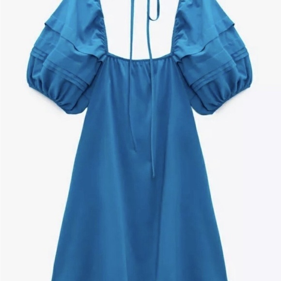 Blue Puff Sleeve Women's Top - Picture 5 of 5